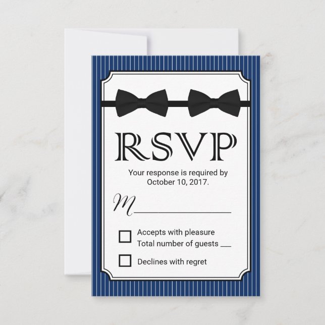 Gay Wedding Double Bow Krawatte Navy Blue UAWG RSVP Karte (Vorderseite)