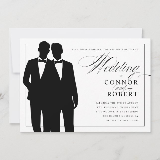 Gay Wedding Einladung zwei Grooms Silhouetten (Vorderseite)