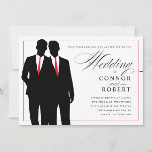 Gay Wedding Einladung zwei Grooms Silhouetten Rot