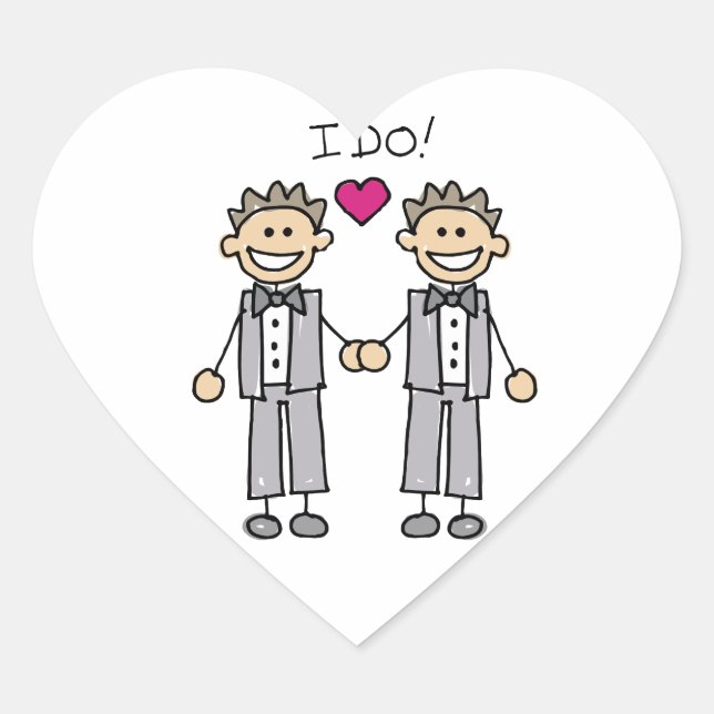 Gay Wedding Groom Herz-Aufkleber (Vorderseite)