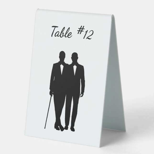 Gay Wedding Grooms mit Anzahl Tischaufsteller (Vorderseite)