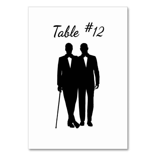Gay Wedding Grooms mit Anzahl Tischnummer (Vorderseite)