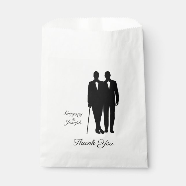 Gay Wedding Grooms mit Namen Danke Geschenktütchen (Vorderseite)