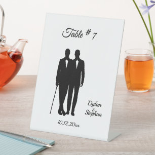 Gay Wedding Grooms Name und Date Tischnummer Sockelschild
