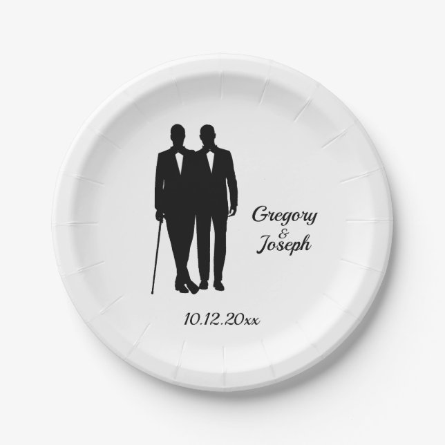 Gay Wedding Grooms Pappteller (Vorderseite)