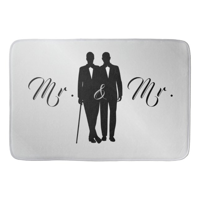 Gay Wedding Grooms Silver Bath Mat Badematte (Vorderseite)