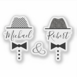 Gay Wedding Hat und Bow Krawatte Name Aufkleber