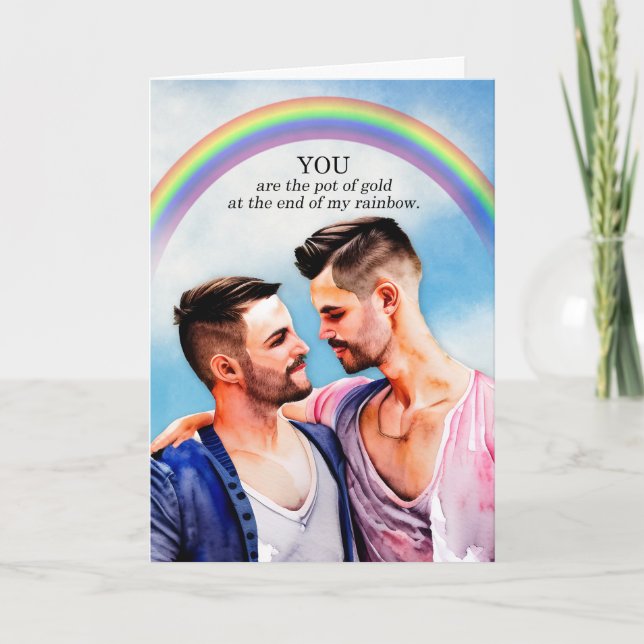 Gay Wedding Jubiläum Pot of Gold Rainbow Karte (Vorderseite)