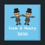 Gay Wedding Magnet<br><div class="desc">Illustration eines homosexuellen Paares mit eigenem Text. Die Hintergrundfarbe kann geändert werden.</div>