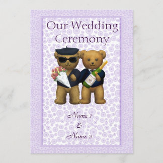 Gay Wedding Order of Service Teddy Bears Paar Programm