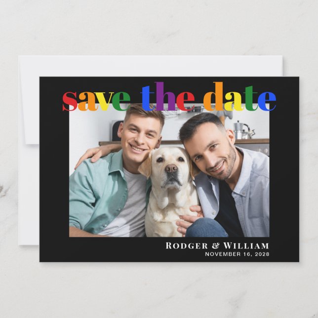 Gay Wedding Rainbow Foto Save the Date schwarz (Vorderseite)