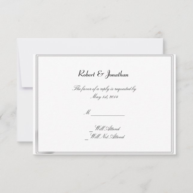 Gay Wedding Response Card: Top Hats und Bow Krawat RSVP Karte (Vorderseite)