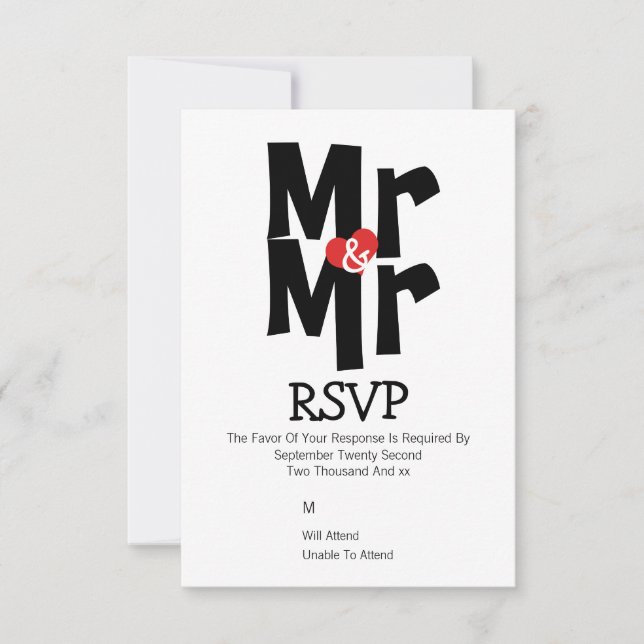 Gay Wedding RSVP Bold Mr. und Mr. Personalisiert (Vorderseite)