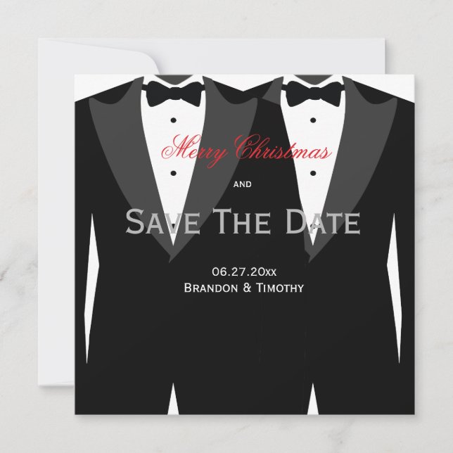 Gay Wedding Save the Date Weihnachtskarten Rot (Vorderseite)