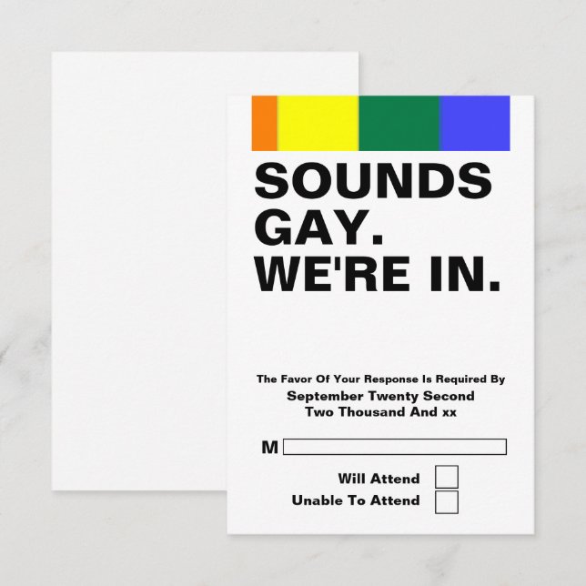Gay Wedding Sounds Gay Wir sind in UAWG RSVP Karte (Vorne/Hinten)