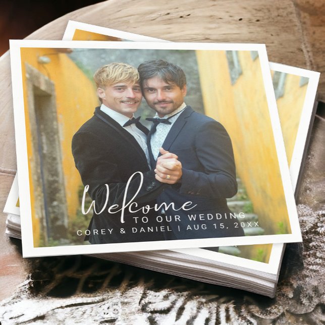 Gay Wedding Two Grooms Foto Serviette (Von Creator hochgeladen)