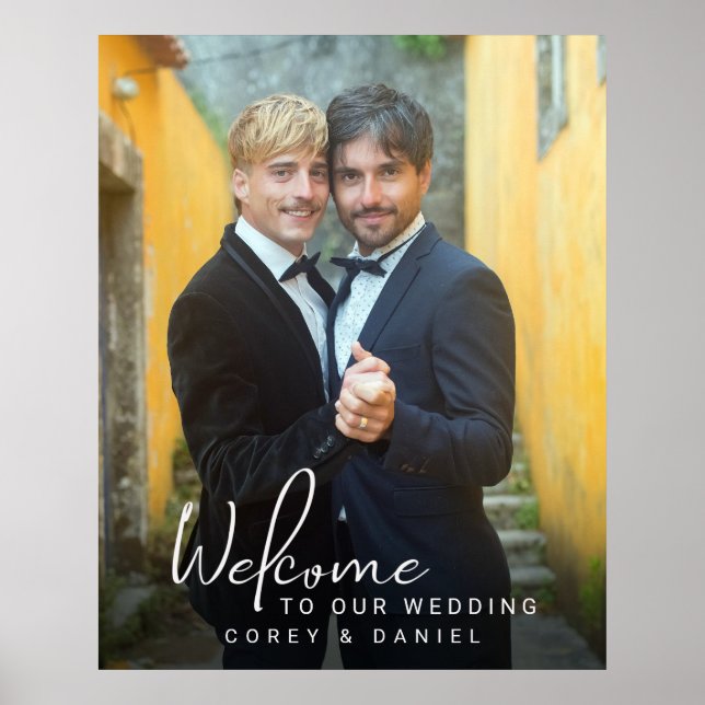 Gay Wedding Welcome Two Grooms Foto Poster (Vorne)