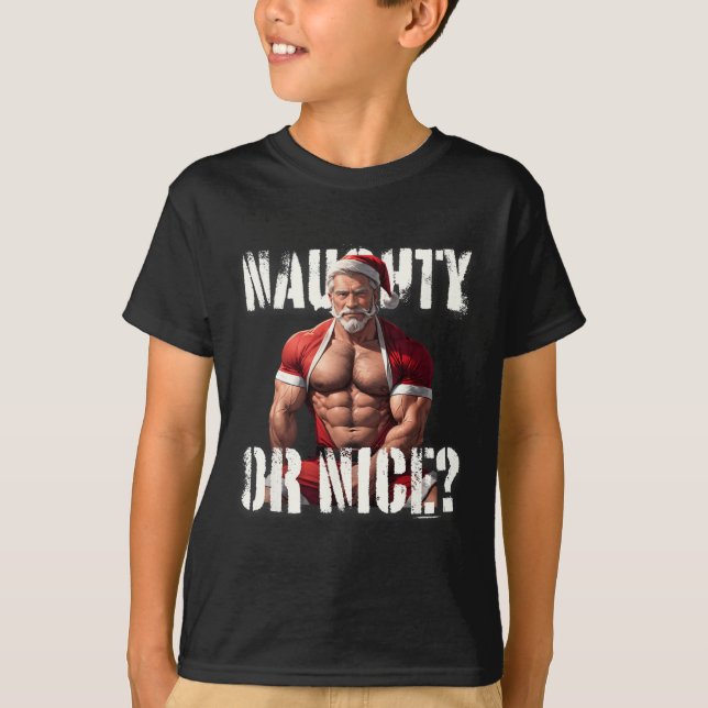 Gay Xmas Muscle Daddy Bear Nice Santa Pride LGBTQ T-Shirt (Vorderseite)