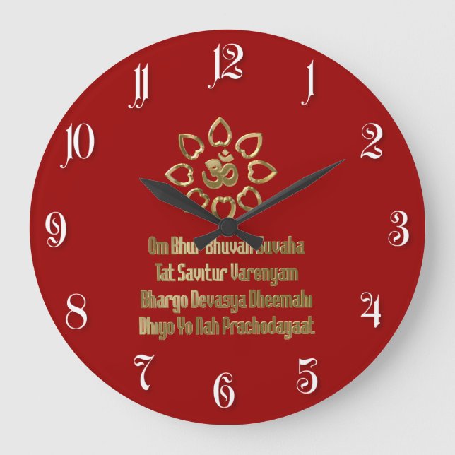 Gayatri Beschwörungsformel Große Wanduhr (Vorderseite)