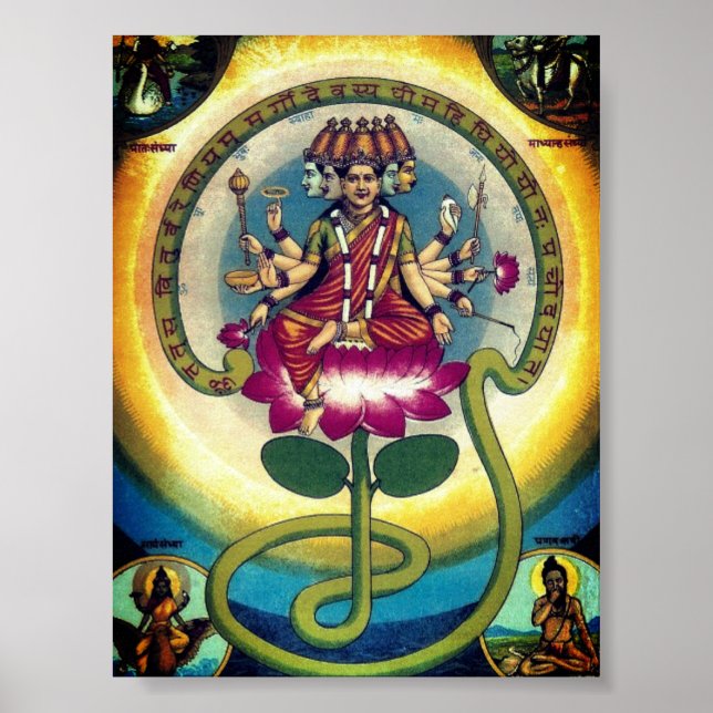 Gayatri Mantra (Personifizierung als Göttin) Poster (Vorne)