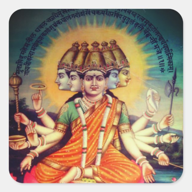 Gayatri Mantra (Personifizierung) Quadratischer Aufkleber (Vorderseite)