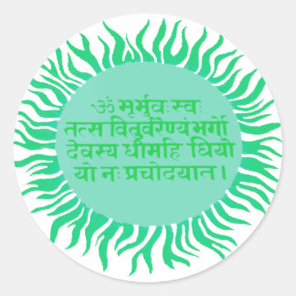 Gayatri Mantra Runder Aufkleber