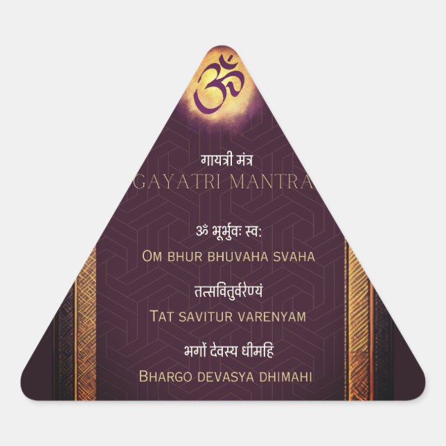Gayatri Mantra Sanskrit und Englisch Dreieckiger Aufkleber (Vorderseite)