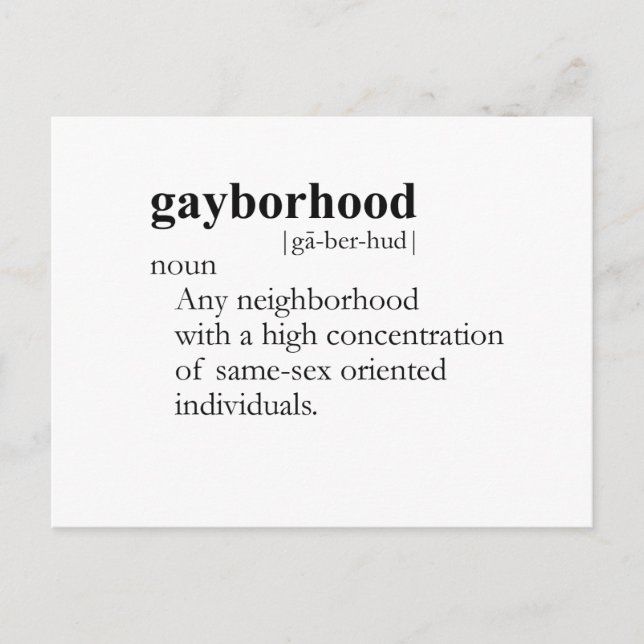 GAYBORHOOD (Definition) Postkarte (Vorderseite)