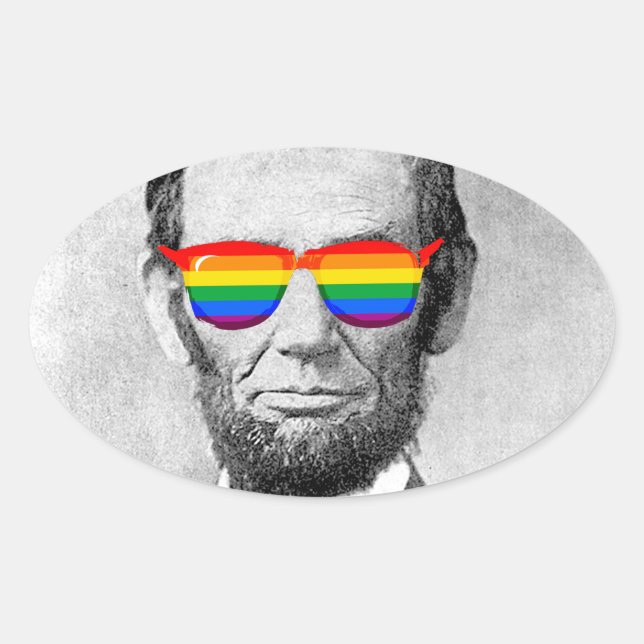 Gaybraham Lincoln Ovaler Aufkleber (Vorderseite)