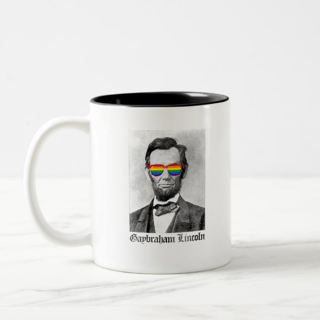 Gaybraham Lincoln Pride Zweifarbige Tasse (Links)