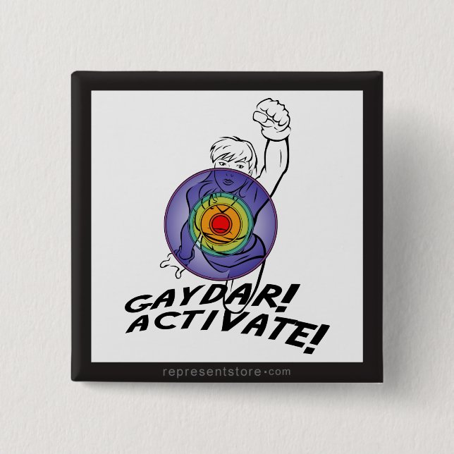Gaydar! Aktivieren Sie! Regenbogen-Lesbe Button (Vorderseite)