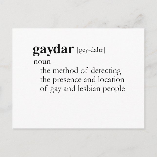 GAYDAR (Definition) Postkarte (Vorderseite)