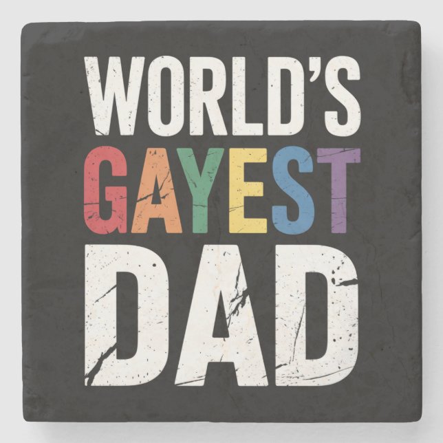 Gayest Vater LGBTQ Gay Pride Ally Rainbow Steinuntersetzer (Vorderseite)