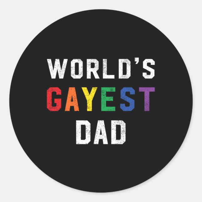 Gayest Vater Niedlich Gay Pride Lgbt Vathers Day Runder Aufkleber (Vorderseite)