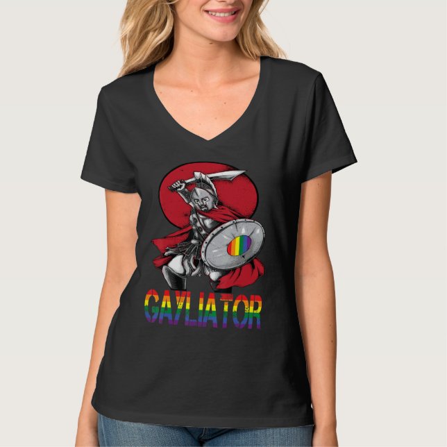Gayliator, proud gay sword fighter from ancient ti T-Shirt (Vorderseite)