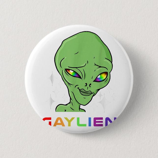 Gaylien Schwuler Alien für Gay Pride  Button (Vorderseite)