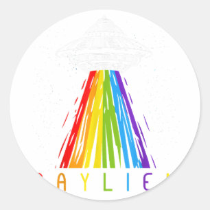 Gaylien-Shirt Alien Area 51 Gay UFO Gay Pride Flag Runder Aufkleber
