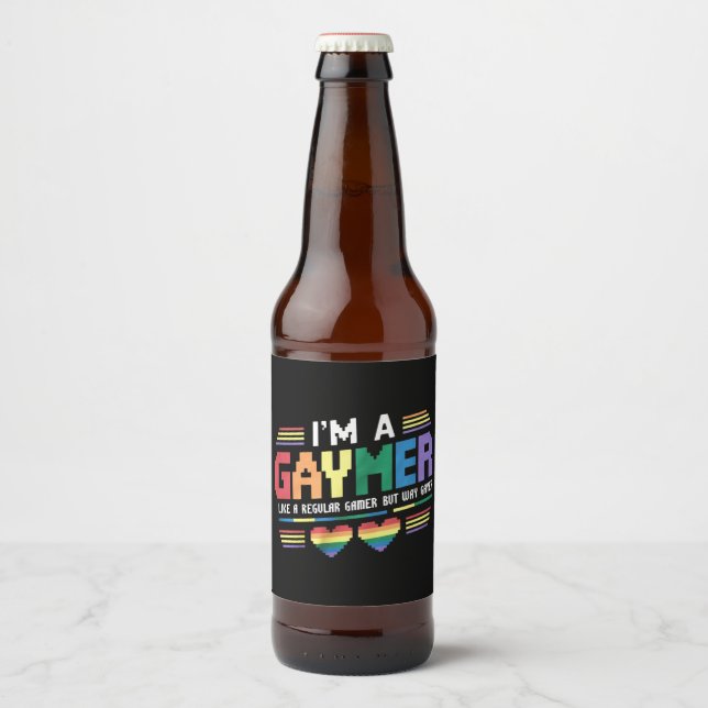 Gaymer mag einen normalen Gamer, aber wie Gayer Ga Bierflaschenetikett (Vorderseite)