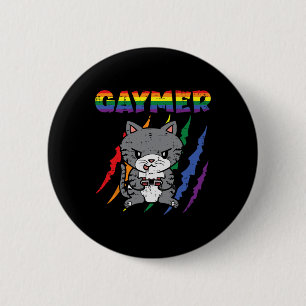 Gaymer Purride Cat Video Game Gamer Lgbtq Rainbow Button