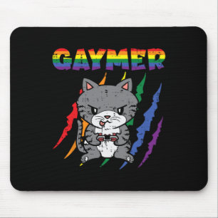 Gaymer Purride Cat Video Game Gamer Lgbtq Rainbow Mousepad