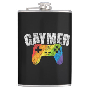 Gaymer Rainbow Flag Gaming Lesbian Gay Bisexual LG Flachmann