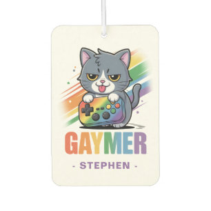 Gaymer - Rainbow Gaming Cat mit Konsole LGBTQ 2 Autolufterfrischer