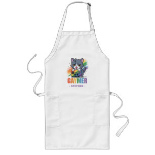 Gaymer - Rainbow Gaming Cat mit Konsole LGBTQ 2 Lange Schürze