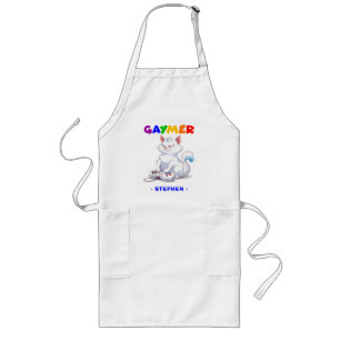 Gaymer - Rainbow Gaming Cat mit Konsole   LGBTQ Lange Schürze