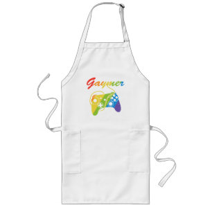 Gaymer Rainbow Video Game Controller Gaming Lange Schürze