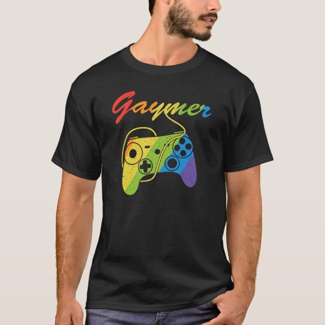 Gaymer | Rainbow Video Game Controller | Gaming T-Shirt (Vorderseite)