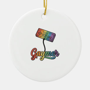 Gaymer Regenbogen Gamer Vektor-Shirt-Design_1 Keramik Ornament