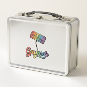 Gaymer Regenbogen Gamer Vektor-Shirt-Design_1 Metall Brotdose