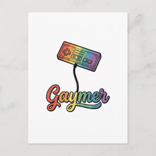 Gaymer Regenbogen Gamer Vektor-Shirt Design_1 Postkarte