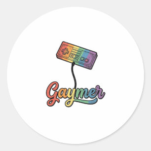Gaymer Regenbogen Gamer Vektor-Shirt-Design_1 Runder Aufkleber
